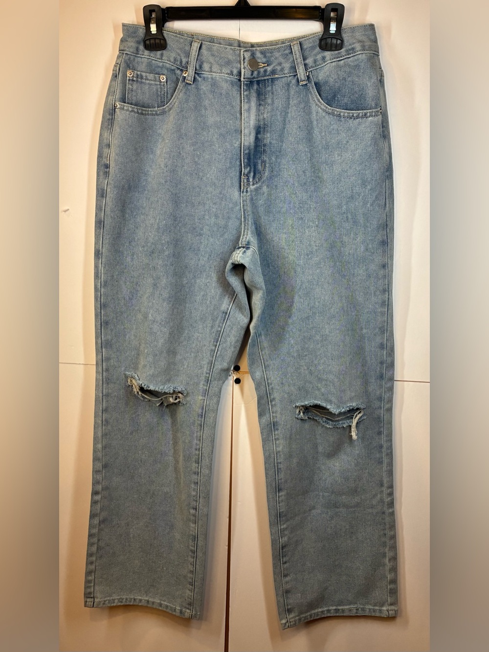 NV Felix Light Wash Distressed Straight Leg Jeans Women’s Large Y2K